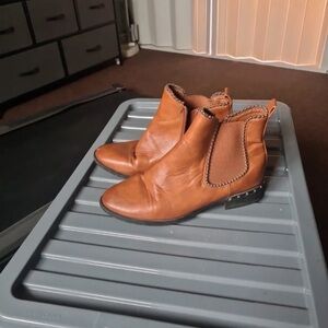 Hunter Brown Ankle Boots with Studded Trim